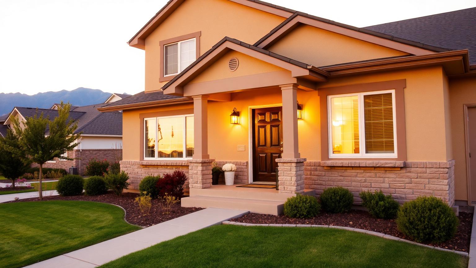Well-maintained Utah home prepared for sale with the Wasatch Mountains in the background.