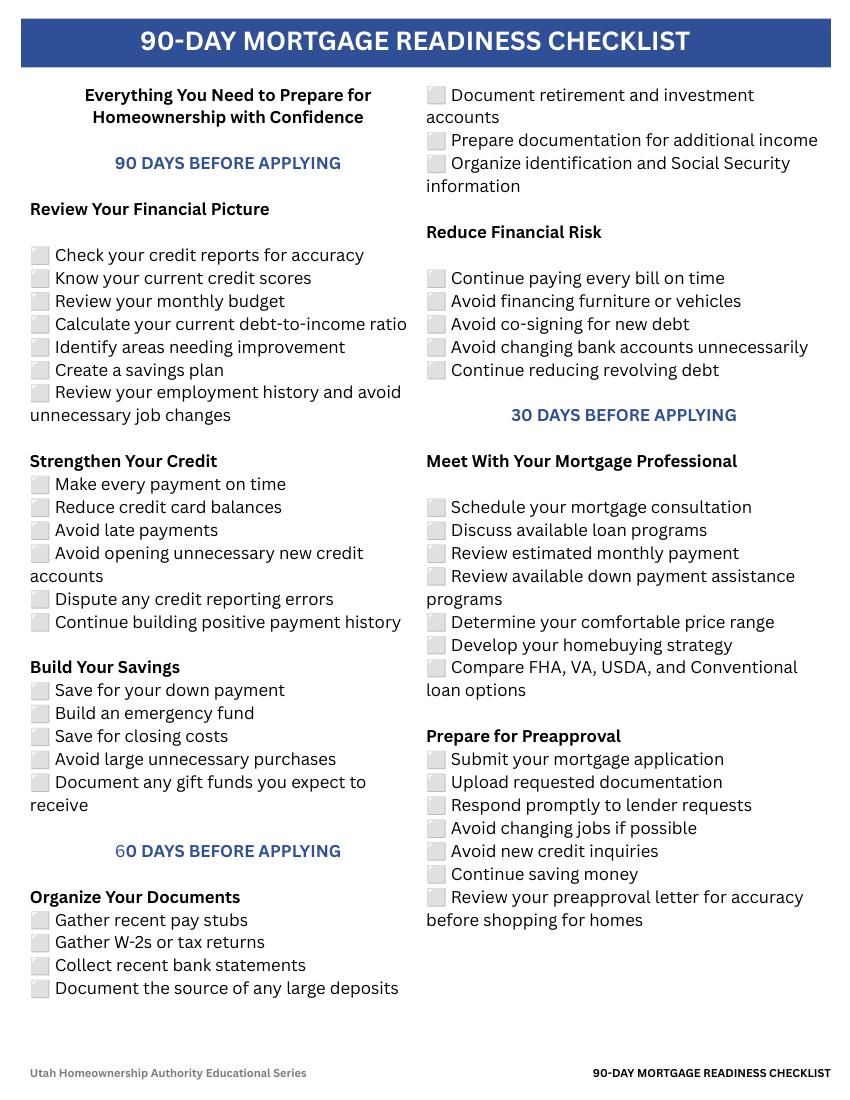 The 90-Day Utah Mortgage Readiness Checklist cover