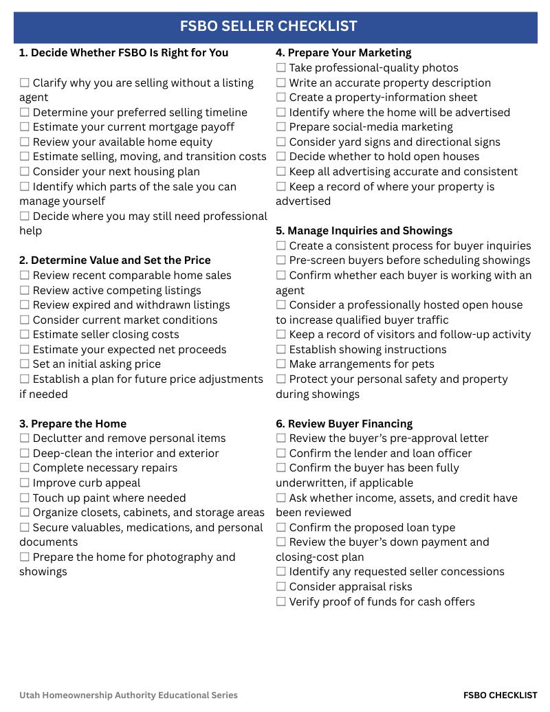 Utah FSBO Checklist cover