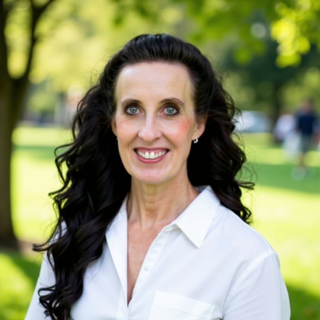Kim Miller in a white blouse outdoors in Utah